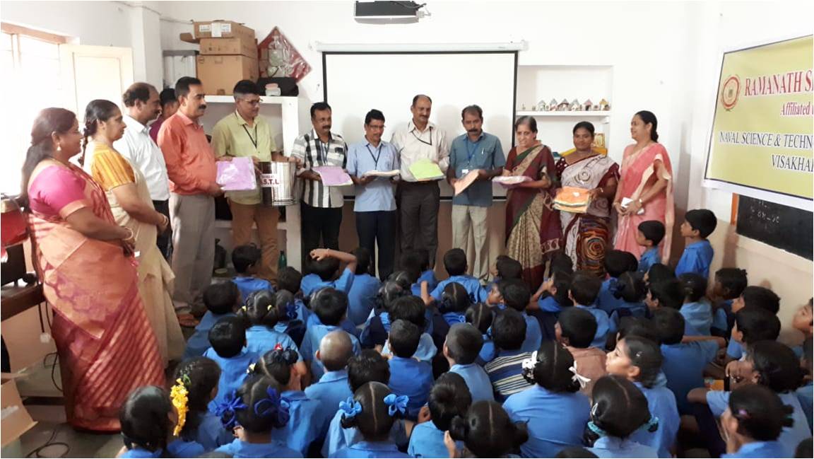 Awareness Camp on Hygiene & Sanitation for School students of GVMC MPP School at Laxmi Nagar and GVMC UP School at Buchirajupalem was organized. Stainless Steel water storage containers with tap fitted and handkerchiefs were distributed to school.