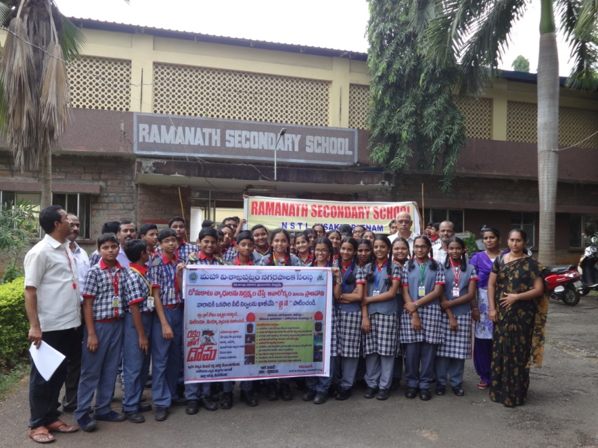Door to door awareness on Swachhata by Ramnath Secondary School at NSTL Campus