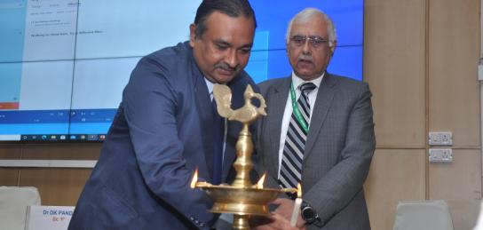 Dr DK Panda (Course Director) lighting of lamp during inaugural session