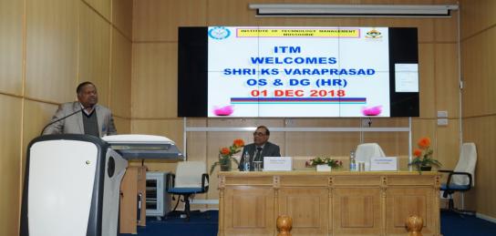 Shri KS Varaprasad, OS & DG (HR) addressing the ITM family during visit