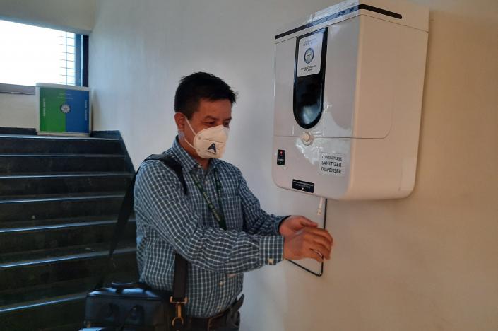 Contactless Sanitizer Dispenser (CSD) developed by DRDO-CFEES